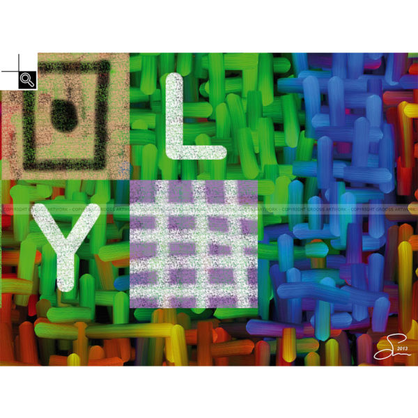 Joyfully : 80 x 60 cm – Grafisk kunst på lærred af Søren Grooss – Årstal : 2013