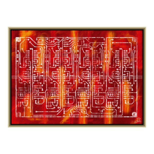 Printed circuit board : 70 x 50 cm – Grafisk kunst på lærred af Søren Grooss – Årstal : 2013