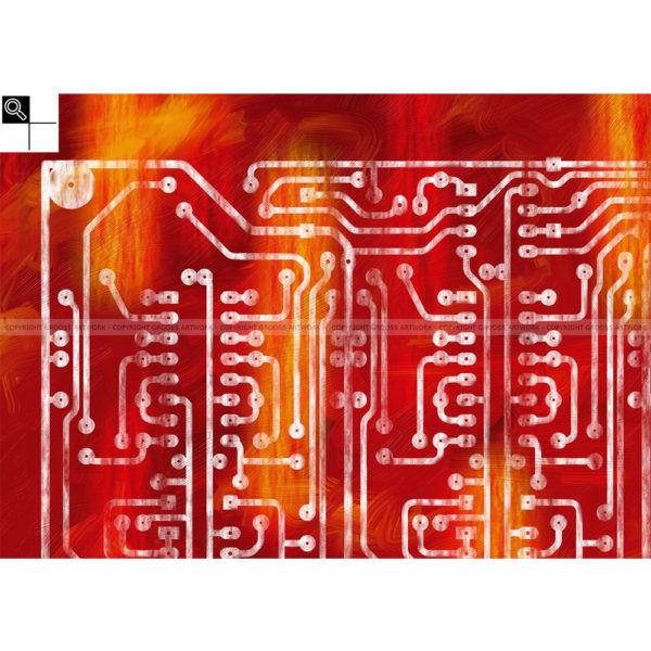 Printed circuit board : 70 x 50 cm – Grafisk kunst på lærred af Søren Grooss – Årstal : 2013